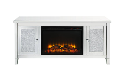 Mirrored TV Stand with LED Electric Fireplace - Noralie