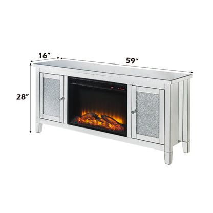 Mirrored TV Stand with LED Electric Fireplace - Noralie