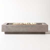 Concrete Fire Table Built for Modern Patios, 65,000 BTU Linear Burner, GFRC Shell, 5 Foot Length