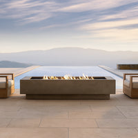 Concrete Fire Table Built for Modern Patios, 65,000 BTU Linear Burner, GFRC Shell, 5 Foot Length