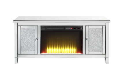 Mirrored TV Stand with LED Electric Fireplace - Noralie