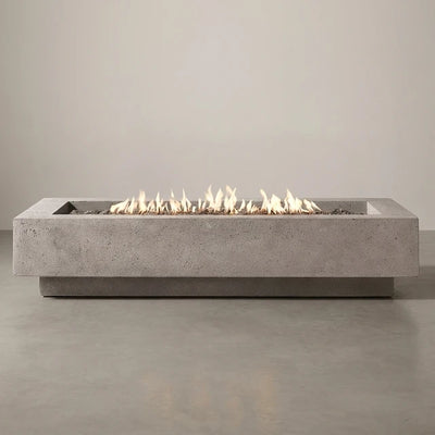 Concrete Fire Table Built for Modern Patios, 65,000 BTU Linear Burner, GFRC Shell, 5 Foot Length